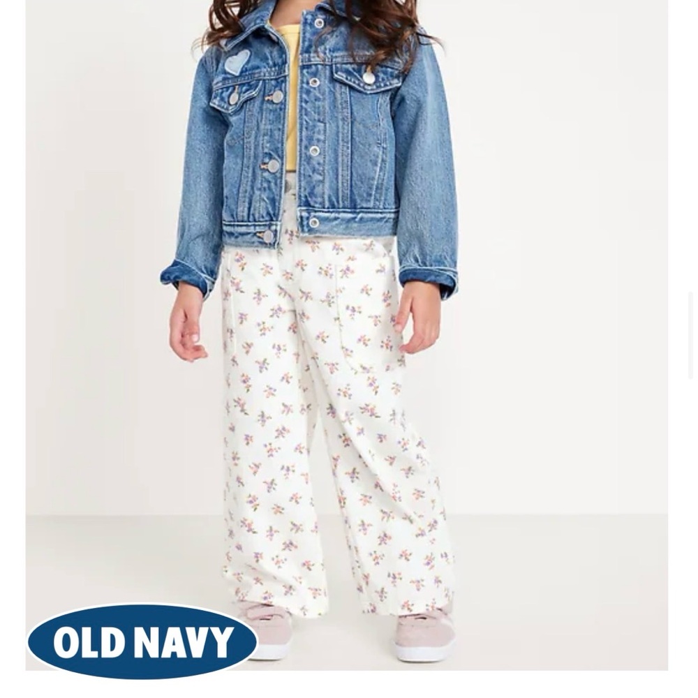 Printed Pull-On Baggy Wide-Leg Cargo Twill for Toddler Girls (Old Navy)